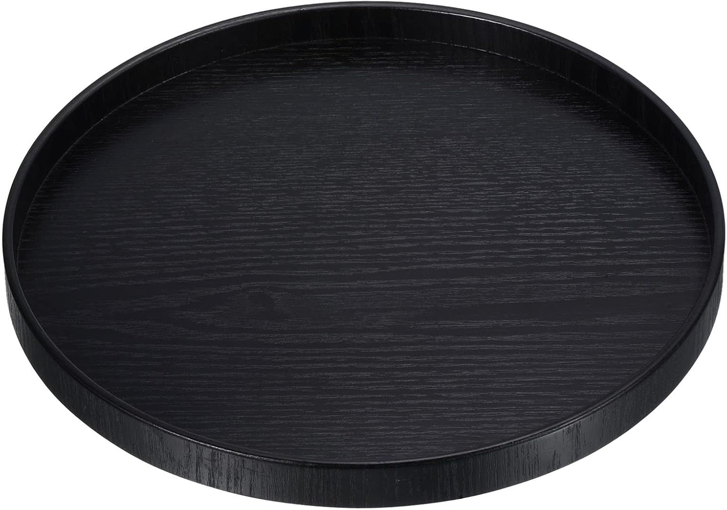 Wood Serving Tray 8 Inch, Round Decorative Platter for Home Decor Kitchen Table Candle Holder, Black