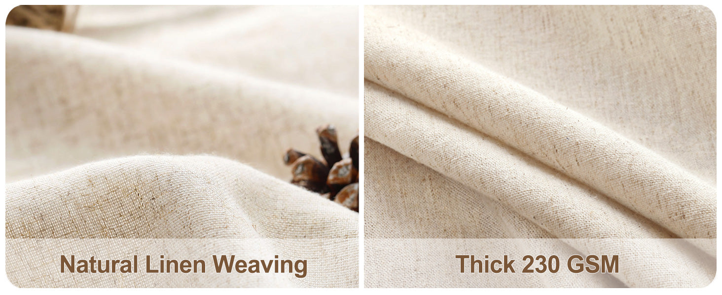 Shower Curtain Beige, Fabric Boho Farmhouse Shower Curtains for Bathroom Cream Cotton Natural Cloth Liner Set 72" W x 72" L