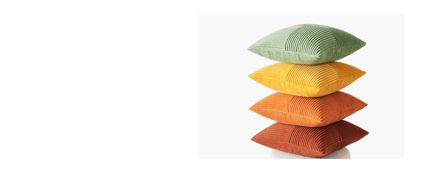 Teal Orange Decorative Throw Pillow Covers 18x18 Inch Set of 4 Boho Corduroy Striped Cushion Cases Modern Farmhouse Patchwork Pillow Cases for Couch Sofa Bedroom Home Decor