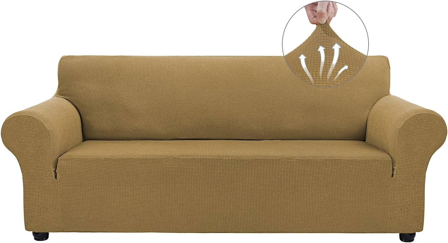 Couch Covers for 3 Cushion Couch Sofa Pet Friendly, 3 Seater Sofa Cover Washable Slipcovers Protector Furniture Covers for Dogs Spandex Jacquard Fabric Small Checks（Large，Black）