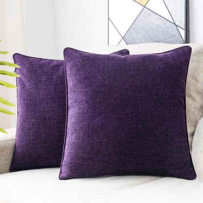 HPUK Decorative Throw Pillow Covers Set of 4 Square Couch Pillows Linen Cushion Cover for Couch Sofa Living Room, 18"x18" inches, Blue