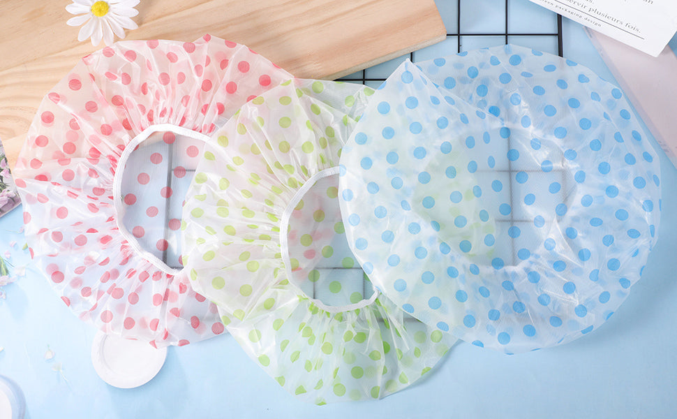 Shower Cap, 3 Pcs Waterproof Reusable Shower Caps Bath Hair Hat for Women Men Kids
