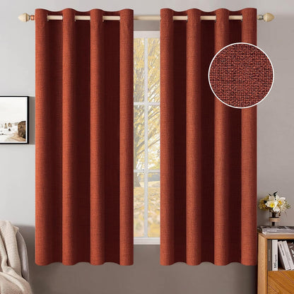 100% Blackout Linen Textured Curtains for Bedroom Solid Thermal Insulated Natural Beige Grommet Room Darkening Curtains & Drapes Luxury Decor for Living Room Nursery 52 x 84 Inch (2 Panels)