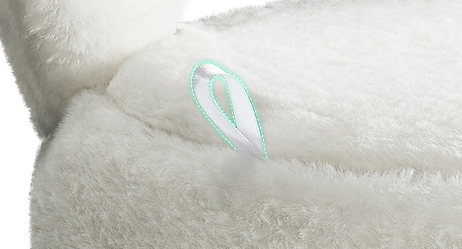 Small Vanity Stool Chair with Storage and Folding Back, 13" x 13" x 17.7" Faux Fur Soft Ottoman for Teenager, 4 Metal Legs with Anti-Slip Feet, Furry Padded Seat for Makeup, Bedroom, White
